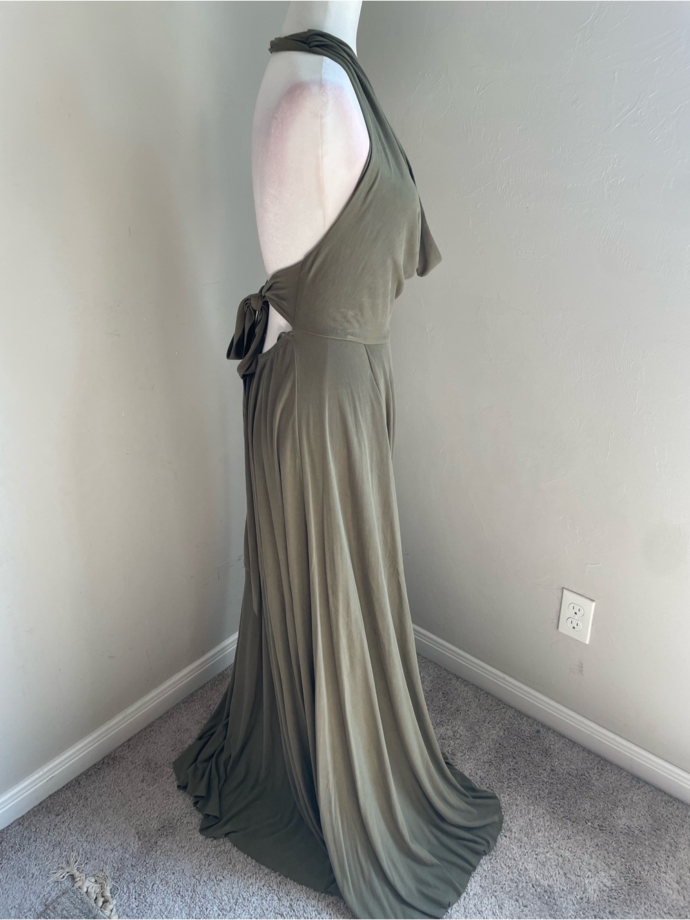 Free People Olive Green Halter Maxi Dress - Picture 4 of 9